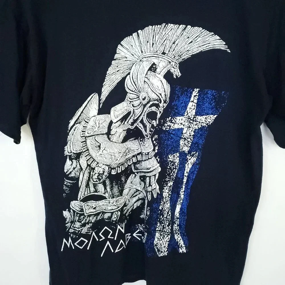 Spartan Warrior Men's Tshirt Medium Molon Lave Come and Get it in Black Leonidas - Picture 5 of 11